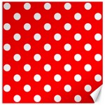 Polka Dots - White on Red Canvas 20  x 20 