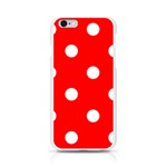 Polka Dots - White on Red Apple iPhone 6/6S Silicone Case (Transparent)