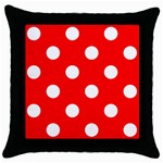 Polka Dots - White on Red Throw Pillow Case (Black)