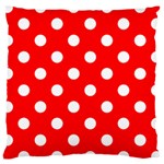 Polka Dots - White on Red Large Cushion Case (Two Sides)