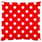 Polka Dots - White on Red Standard Flano Cushion Case (One Side)