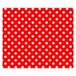 Polka Dots - White on Red Double Sided Flano Blanket (Small)