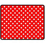Polka Dots - White on Red Fleece Blanket (Medium) (One Side)