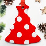 Polka Dots - White on Red Christmas Tree Ornament (Two Sides)