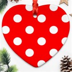Polka Dots - White on Red Ornament (Heart)