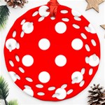 Polka Dots - White on Red Ornament (Round Filigree)
