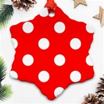 Polka Dots - White on Red Ornament (Snowflake)