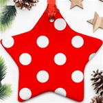Polka Dots - White on Red Ornament (Star)