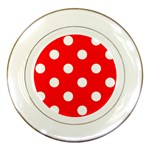 Polka Dots - White on Red Porcelain Plate