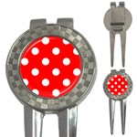 Polka Dots - White on Red 3-in-1 Golf Divot