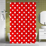 Polka Dots - White on Red Shower Curtain 48  x 72  (Small)