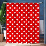 Polka Dots - White on Red Shower Curtain 60  x 72  (Medium)
