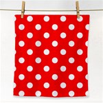 Polka Dots - White on Red Face Towel