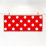 Polka Dots - White on Red Hand Towel