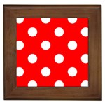 Polka Dots - White on Red Framed Tile