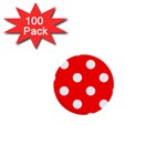 Polka Dots - White on Red 1  Mini Button (100 pack)