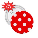 Polka Dots - White on Red 2.25  Button (10 pack)