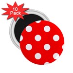 Polka Dots - White on Red 2.25  Magnet (10 pack)
