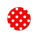 Polka Dots - White on Red Magnet 3  (Round)