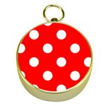 Polka Dots - White on Red Gold Compass
