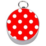 Polka Dots - White on Red Silver Compass