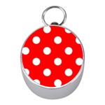Polka Dots - White on Red Silver Compass (Mini)