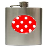 Polka Dots - White on Red Hip Flask (6 oz)
