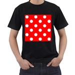 Polka Dots - White on Red Men s T-Shirt (Black)