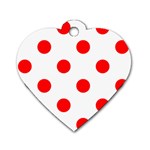 Polka Dots - Red on White Dog Tag Heart (One Side)
