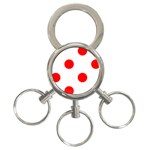 Polka Dots - Red on White 3-Ring Key Chain