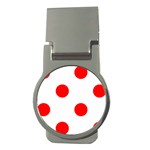 Polka Dots - Red on White Money Clip (Round)