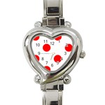 Polka Dots - Red on White Heart Italian Charm Watch