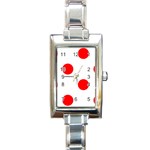 Polka Dots - Red on White Rectangle Italian Charm Watch