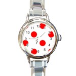Polka Dots - Red on White Round Italian Charm Watch