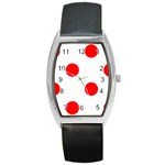 Polka Dots - Red on White Barrel Style Metal Watch