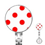 Polka Dots - Red on White Stainless Steel Nurses Watch