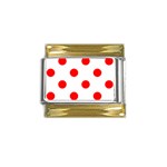 Polka Dots - Red on White Gold Trim Italian Charm (9mm)