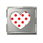 Polka Dots - Red on White Mega Link Heart Italian Charm (18mm)