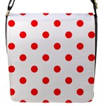 Polka Dots - Red on White Flap Closure Messenger Bag (S)