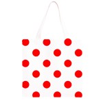 Polka Dots - Red on White Grocery Light Tote Bag