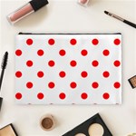 Polka Dots - Red on White Cosmetic Bag (L)