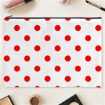 Polka Dots - Red on White Cosmetic Bag (XXXL)
