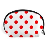 Polka Dots - Red on White Accessory Pouch (Large)