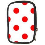 Polka Dots - Red on White Compact Camera Leather Case