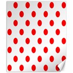 Polka Dots - Red on White Canvas 8  x 10 