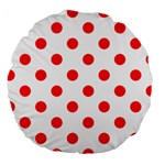 Polka Dots - Red on White Large 18  Premium Round Cushion