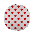 Polka Dots - Red on White Standard 15  Premium Round Cushion