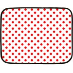 Polka Dots - Red on White Double Sided Fleece Blanket (Mini)