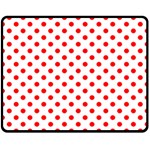 Polka Dots - Red on White Double Sided Fleece Blanket (Medium) (Two Sides)