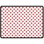 Polka Dots - Red on White Double Sided Fleece Blanket (Large) (Two Sides)
